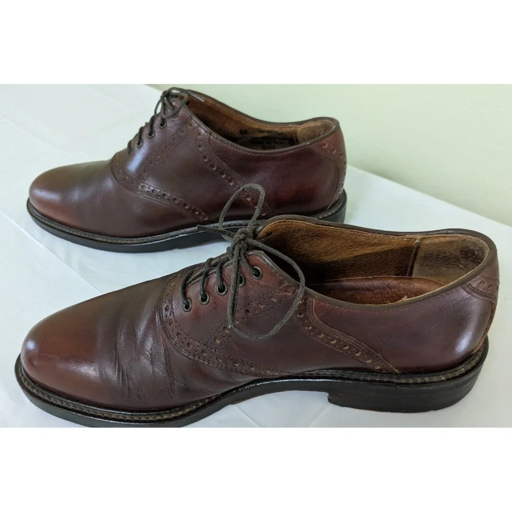 Johnston Murphy Brown Leather Saddle Oxford Brogue Dress Shoes Men's 8.5 M